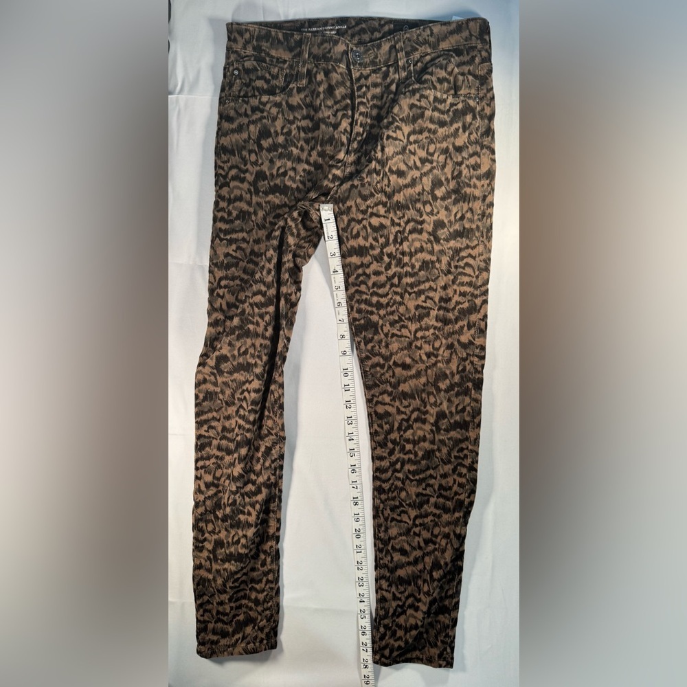 AG “Farrah Skinny Ankle” Animal Print velvet cord jeans 28” inseam